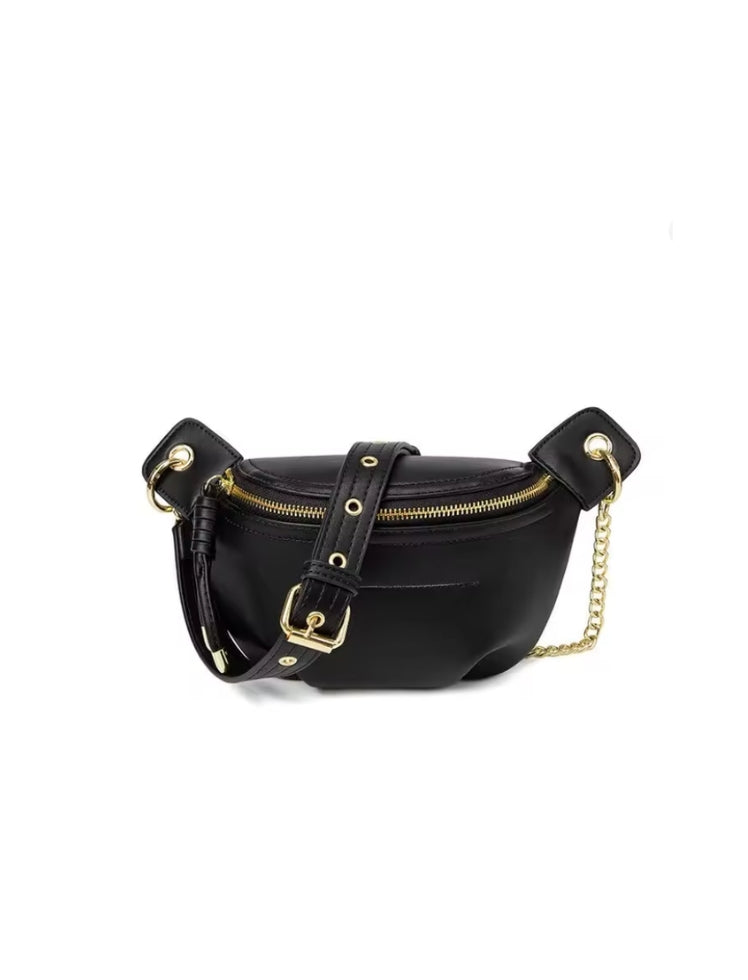 Riñonera Chain Glam Negra Ref. 0349#