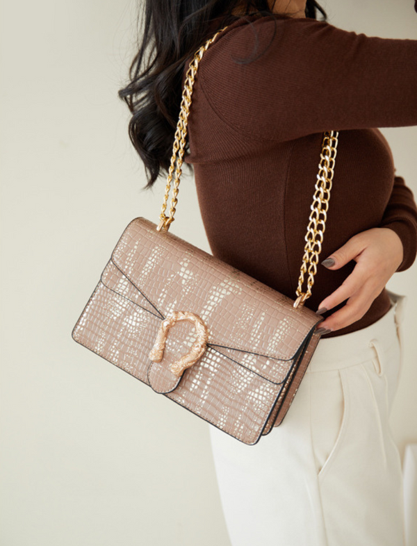 Bolso Efecto Reptil Khaki  Ref. 1262