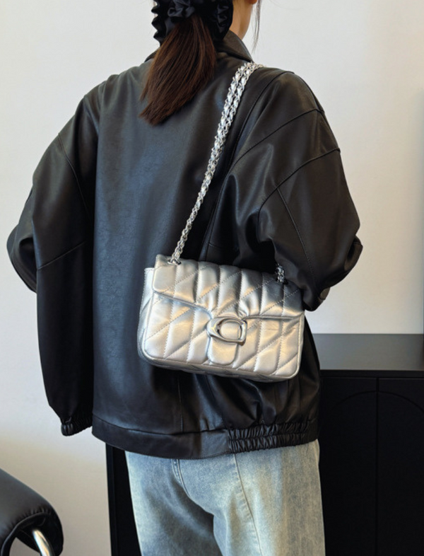 Bolso Acolchado Plateado Ref. 1277