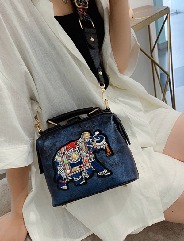 Bolso Bordado Elefante Azul Ref. 1291