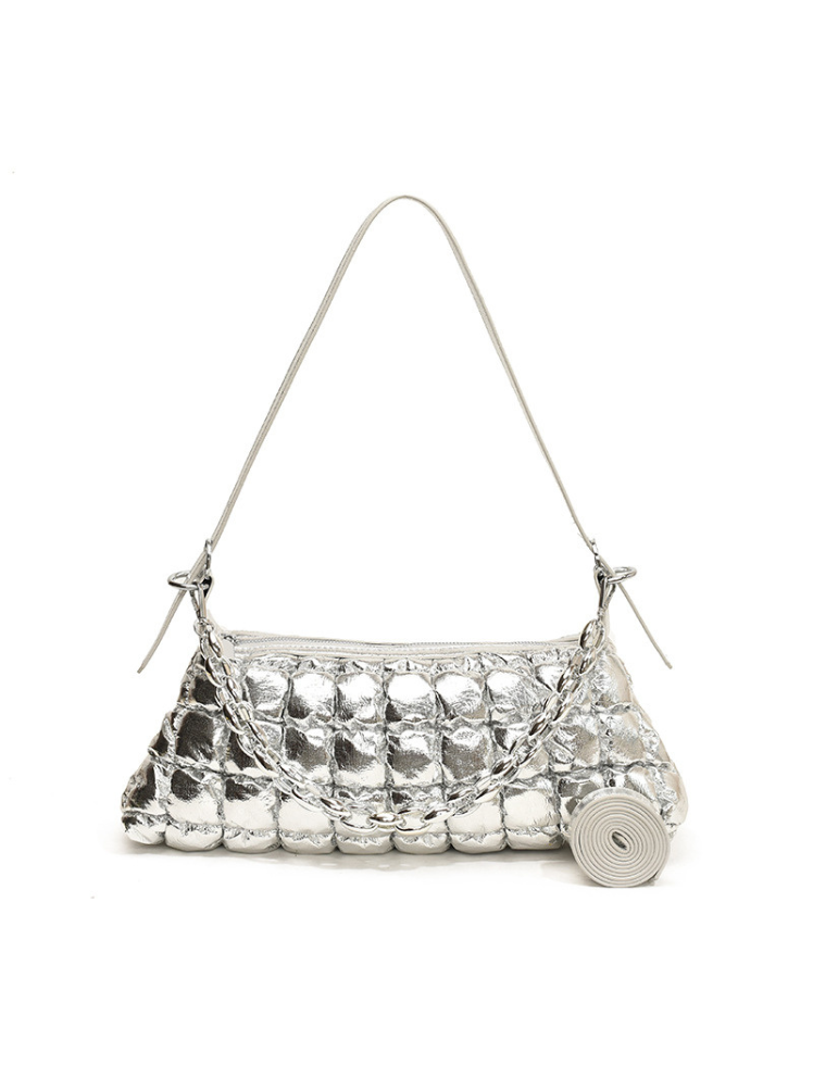 Bolso Acolchado Plateado Ref. 1356