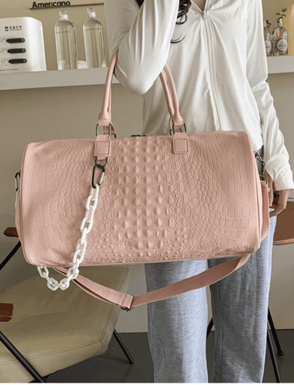 Bolso Croco Travel Rosado Ref. 1392