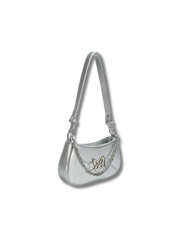 Bolso Baguette Mariposa Plateado Ref. 1410