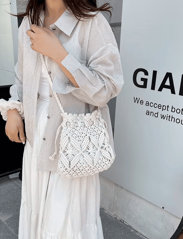 Bolso Boho Macramé Blanco Ref. 3002
