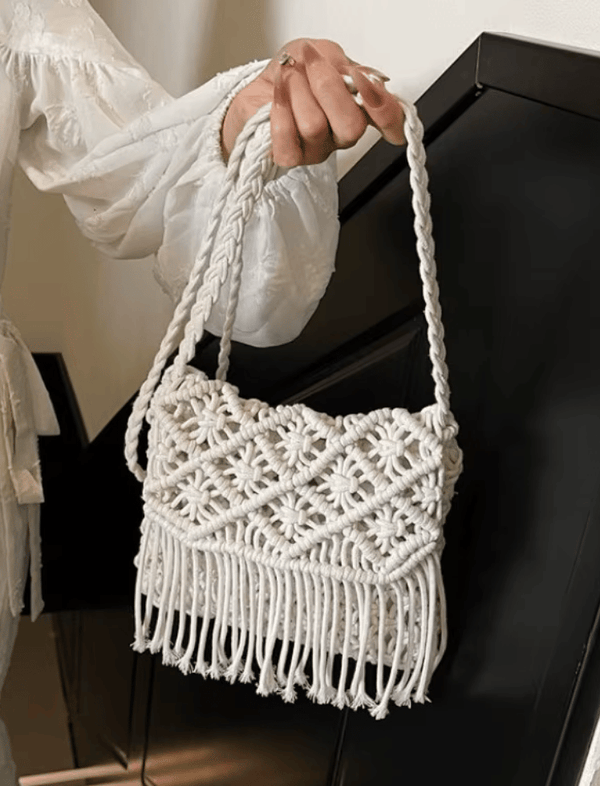 Bolso Macramé Fringe Blanco Ref. 3013