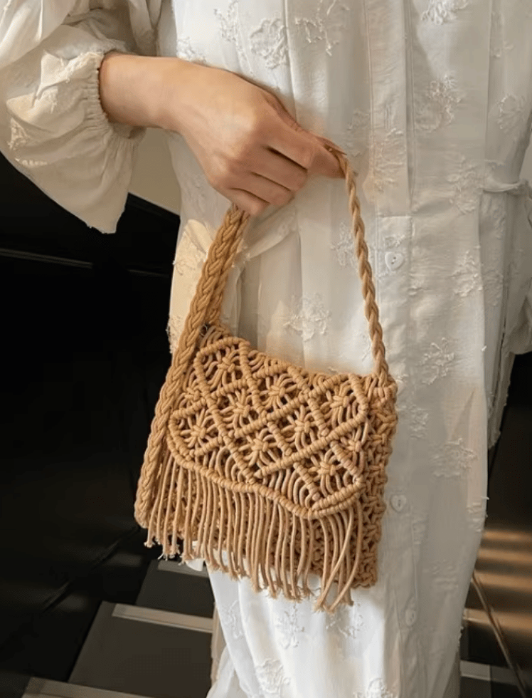 Bolso Macramé Fringe Khaki Ref. 3013