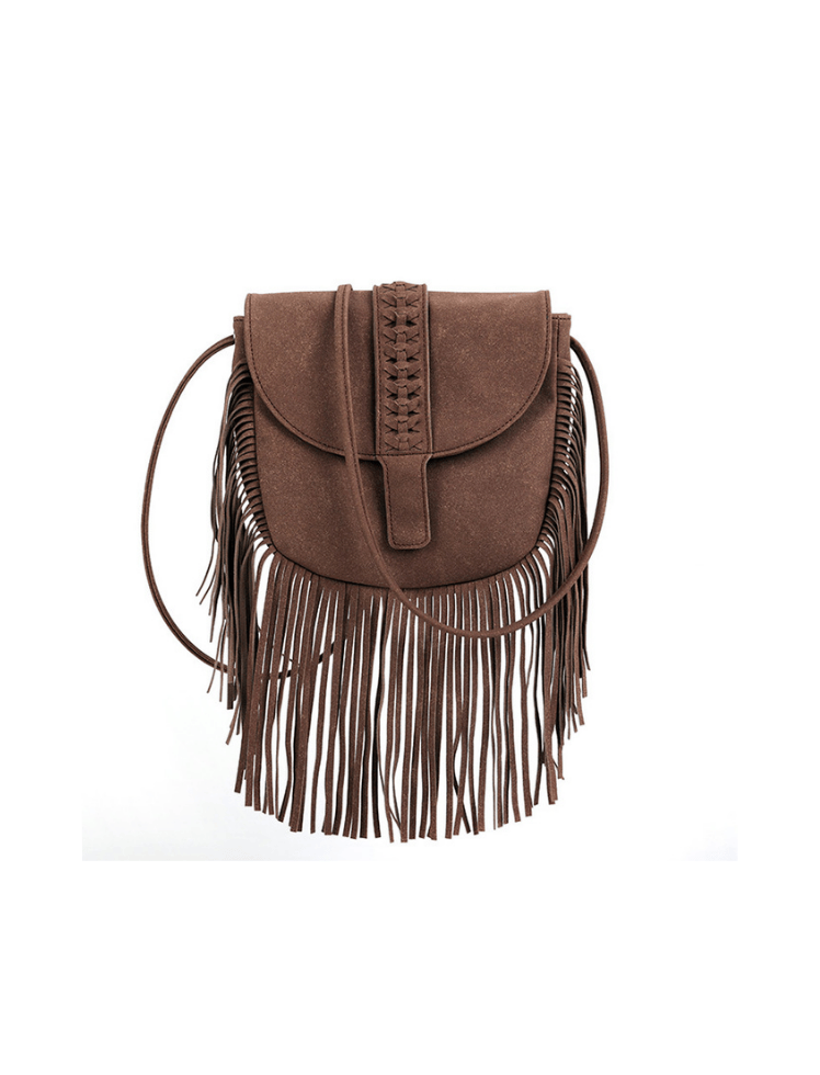 Bolso Boho Fringe Crossbody Cafe Oscuro Ref. 8500