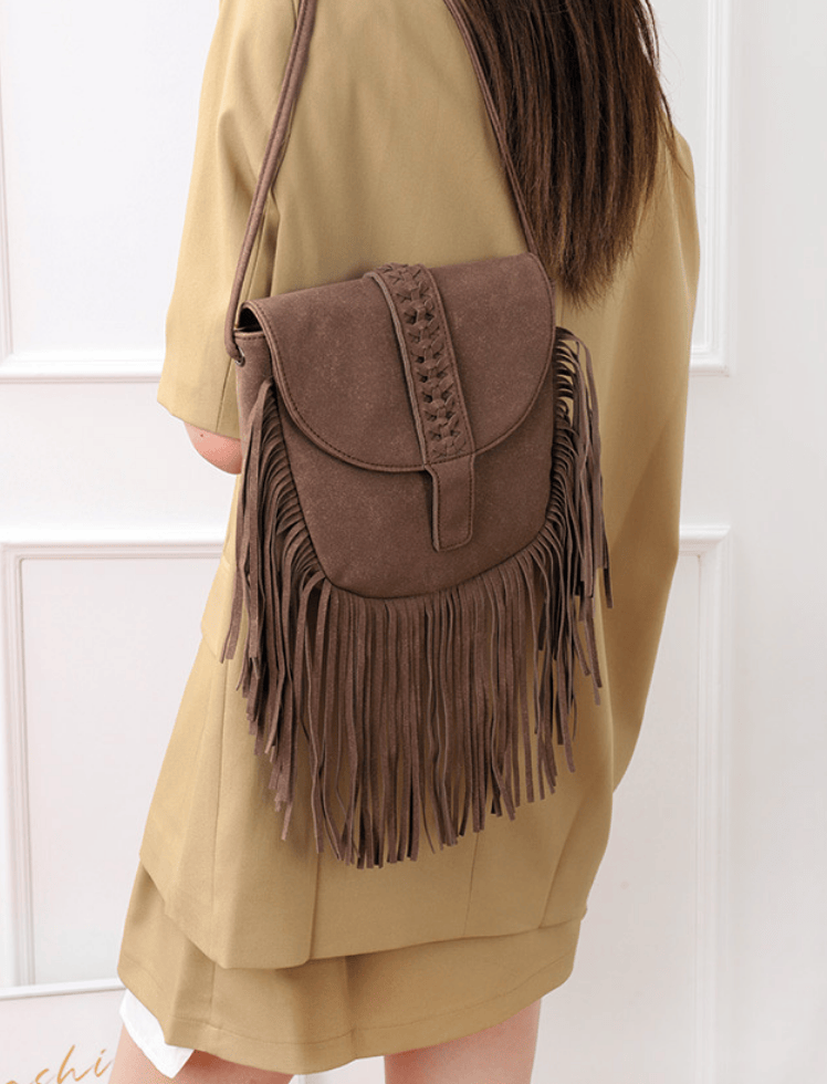 Bolso Boho Fringe Crossbody Cafe Oscuro Ref. 8500