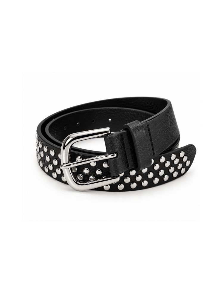 Correa Silver Studs Negro Ref. BELT201