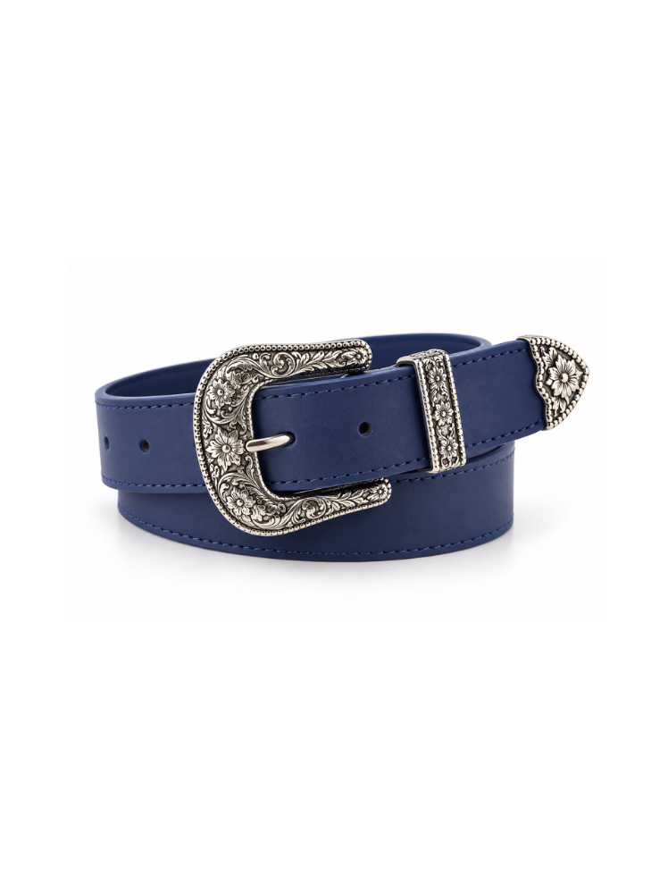 Correa Western Floral Azul Oscuro Ref. BELT202