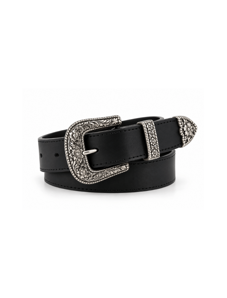 Correa Western Floral Negro Ref. BELT202