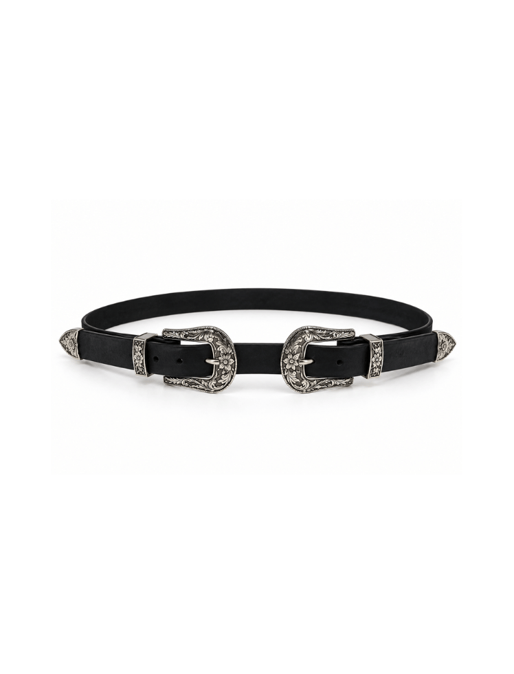 Correa Double Western Negra Ref. BELT205