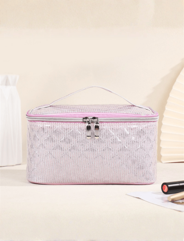 Cosmetiquera Sparkle Glam Rosada Ref. C036