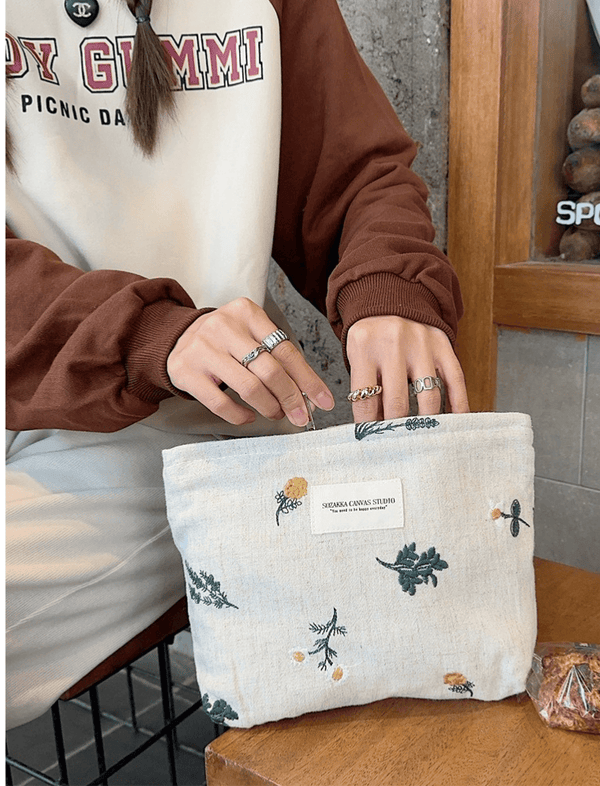 Cosmetiquera Floral Beige Ref. C051