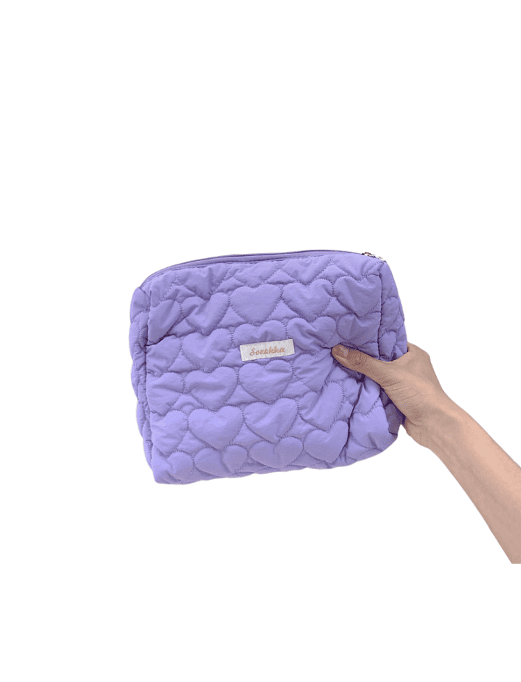 Cosmetiquera Corazones Morado Ref. C055