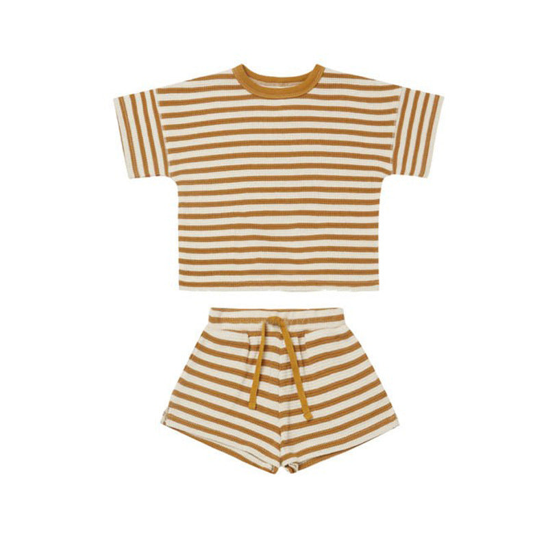 CONJUNTO SHORT RAYAS MOSTAZA
