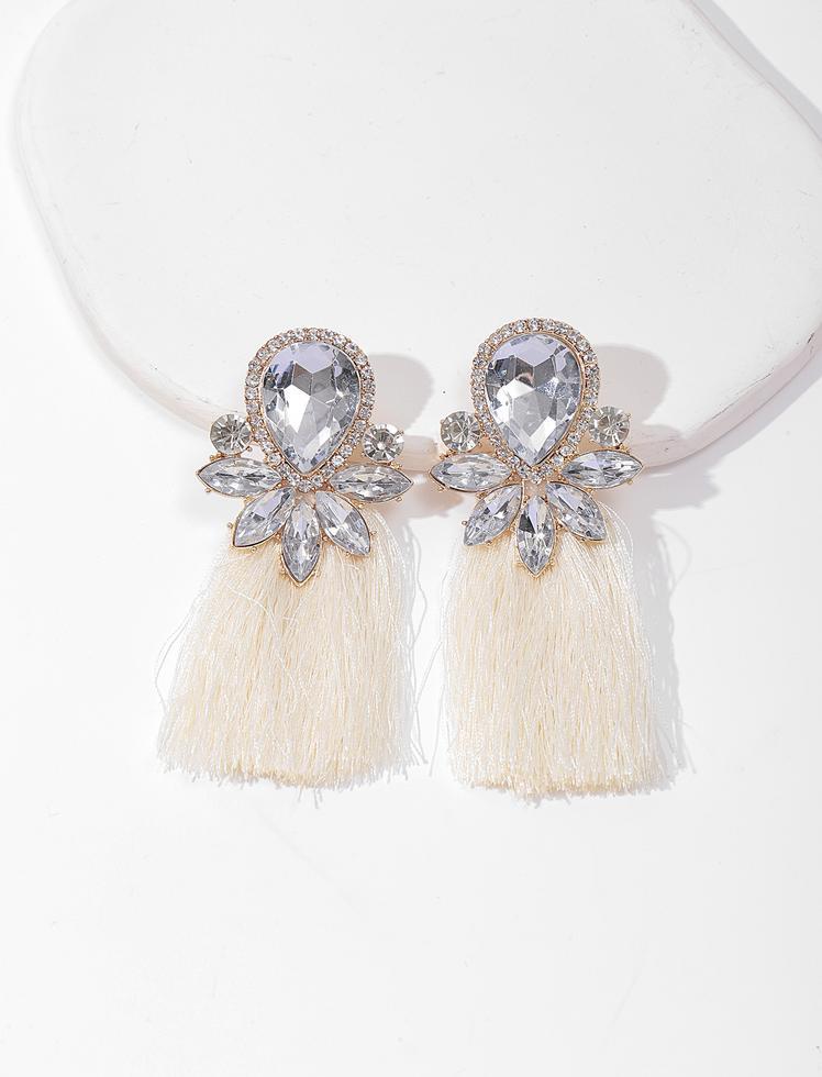 Aretes Crystal Plume Blanco Ref. E118