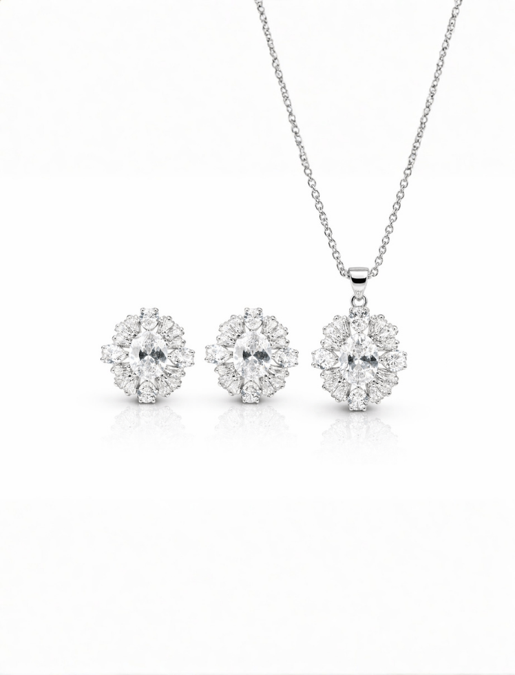 Set Aurora Crystal Plateado Ref. J-133