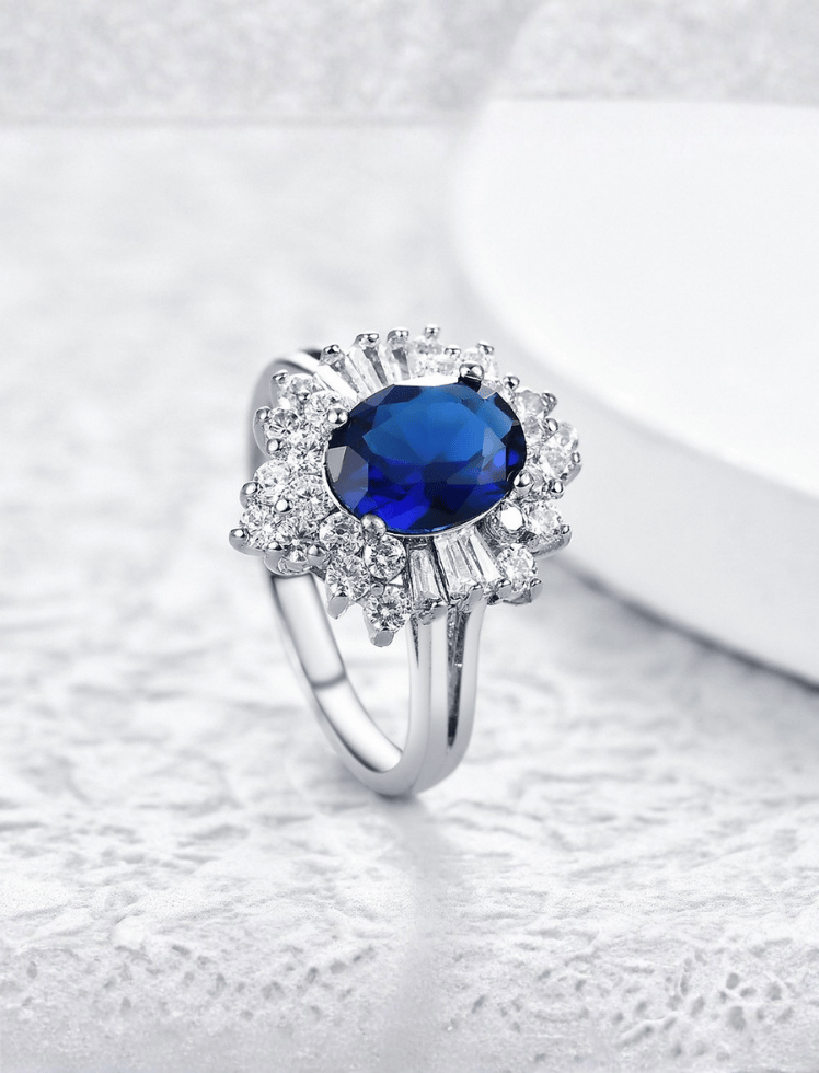 Anillo Royal Halo Azul  Ref. J-137
