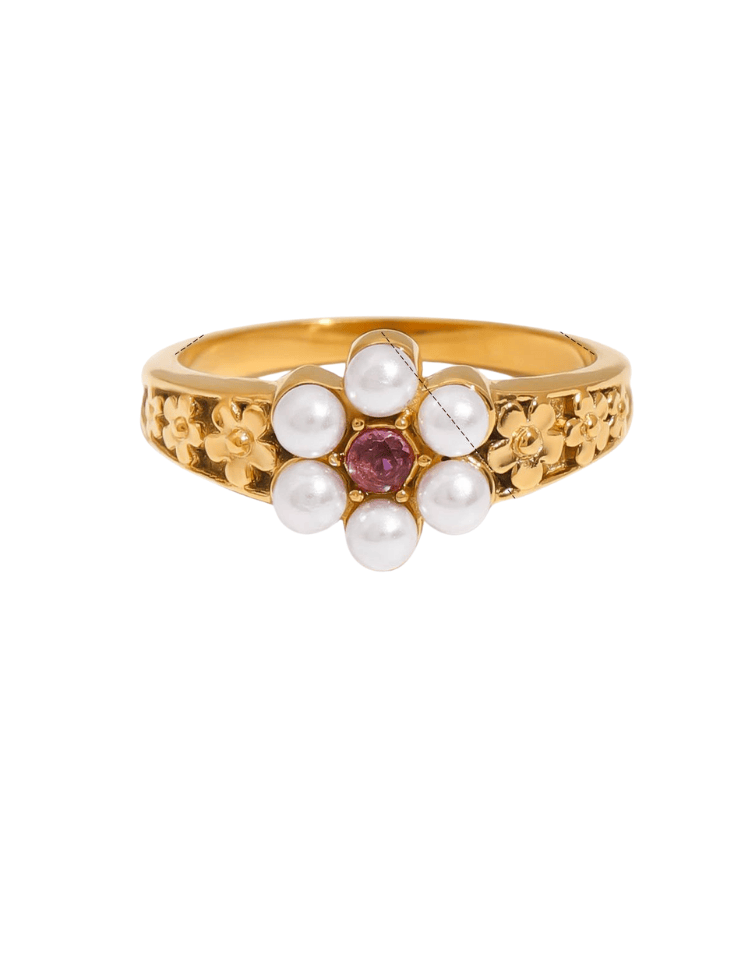 Anillo Pearl Blossom Ring Dorado Ref. J119