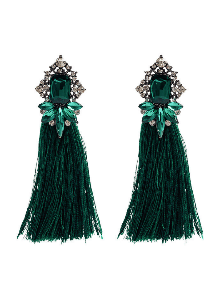 Aretes Emerald Tassel Verdes Ref. J32