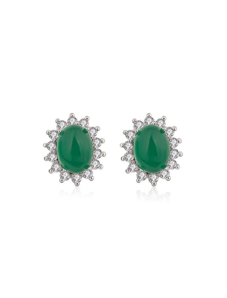 Aretes Emerald Halo Earrings Verde Ref. J37