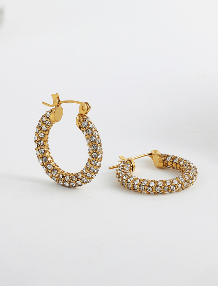 Aretes Pavé Glam Dorados Ref. J44