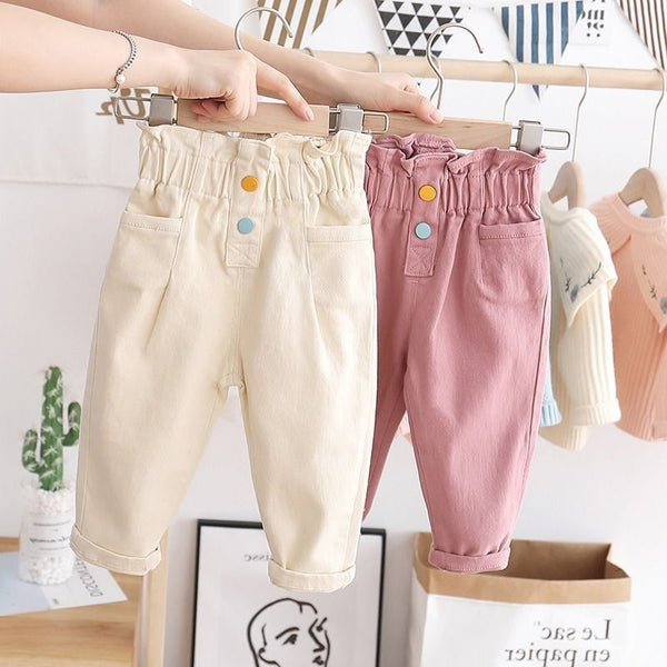 PANTALONES CREMA BOTONES COLORES