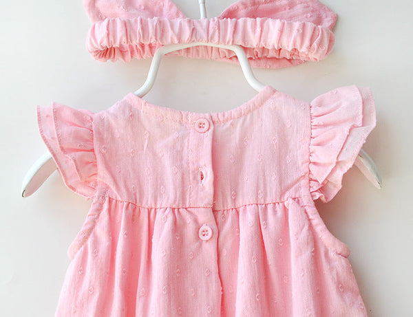 VESTIDO ROSADO Y BALACA 