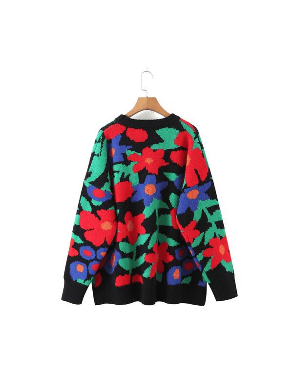 Suéter De Flores Negro Ref. W-1