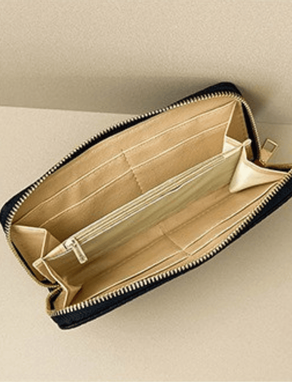 Billetera Zip Long Texture Negra Ref. W032