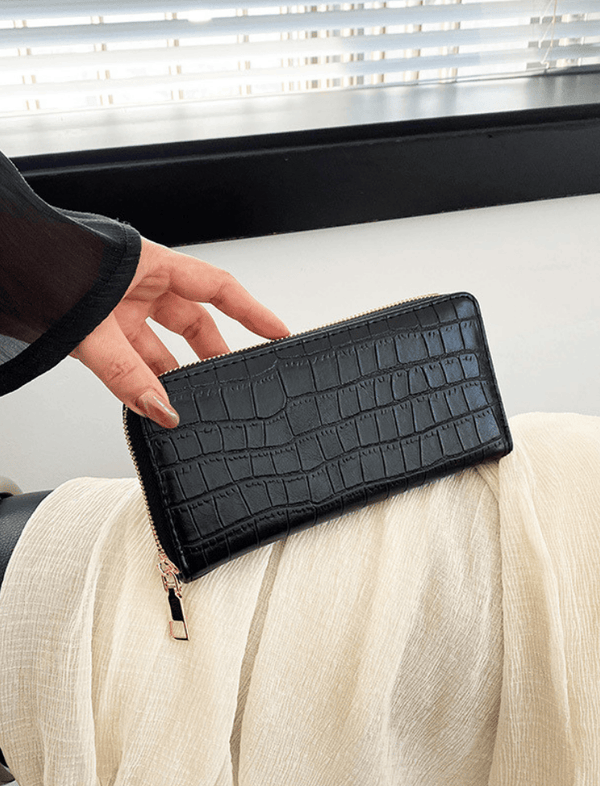 Billetera Croco Luxe Negra Ref. W101