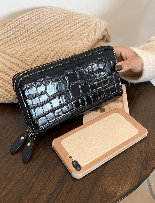Billetera Velisse Croc Negra Ref. W129