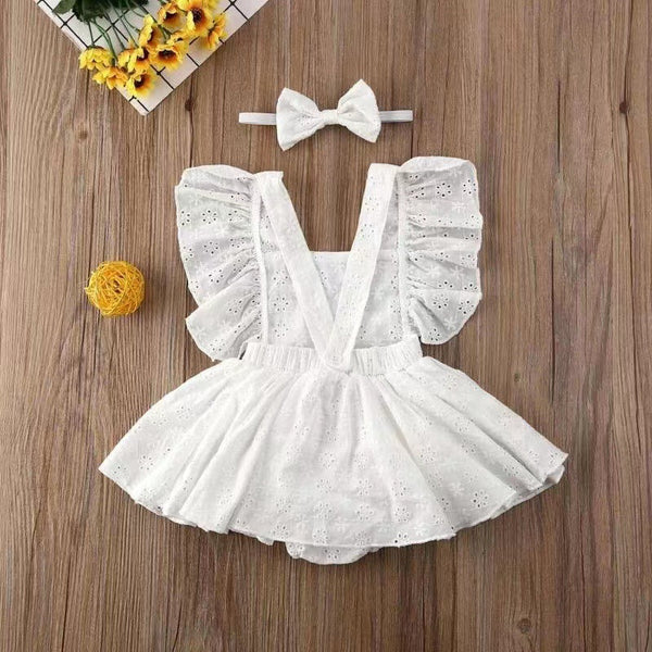 VESTIDO BLANCO CRUZADO ATRAS CON BOLEROS Y BALACA - VESTIDO | Acuarella