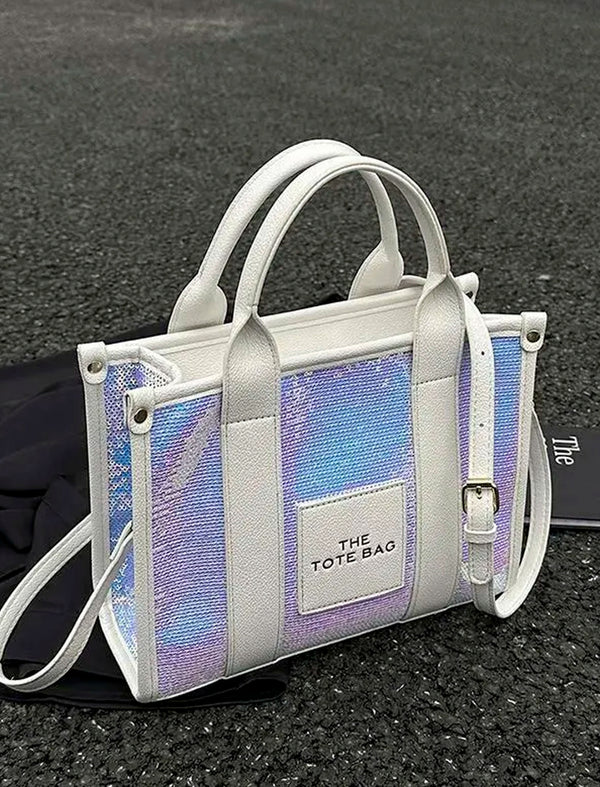 Bolso Tote Lentejuelas Blanco Ref. 948