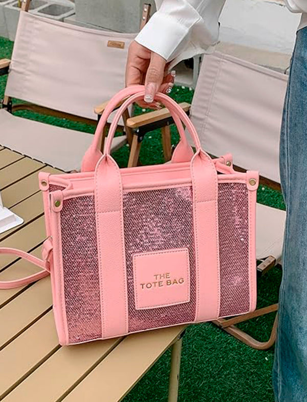 Bolso Tote Lentejuelas Rosado Ref. 948