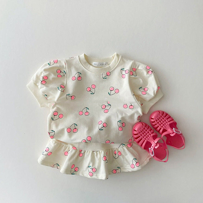 CONJUNTO FALDA Y CAMISETA DE CEREZAS - CONJUNTO | Acuarella